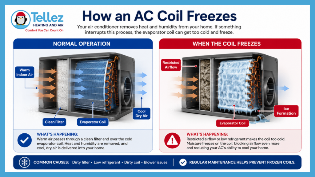 How an AC coil freezes infographic